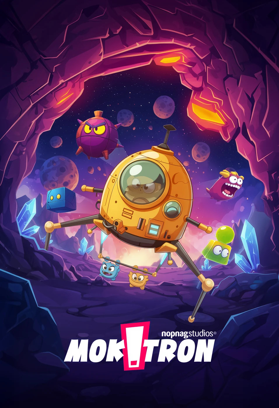 Moki and the creatures of Mokitron in their whimsical sci-fi universe.
